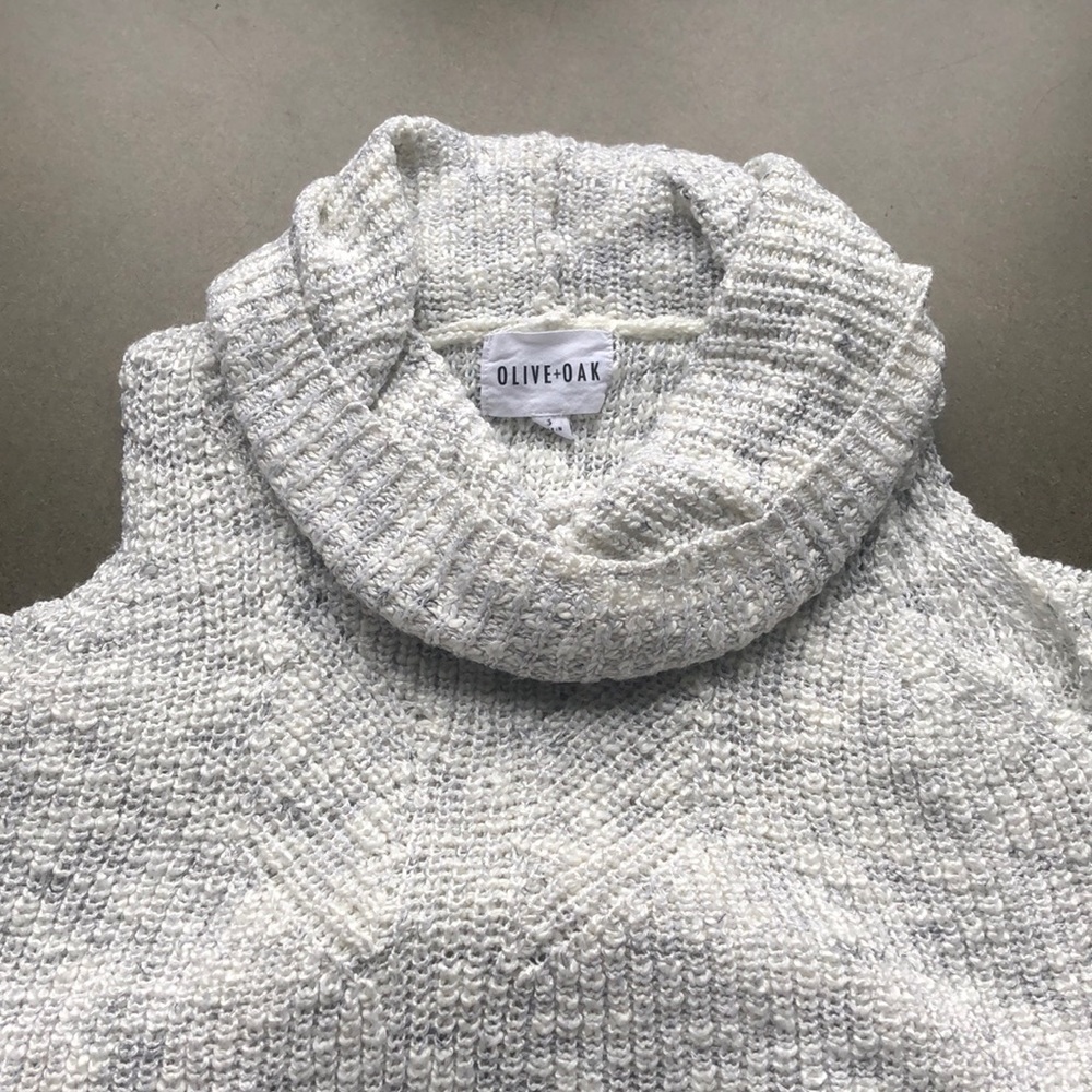 Olive and oak open back sleeveless sweater